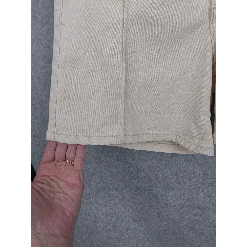 Anthropologie Pilcro Slim Boyfriend Denim Jean Shorts Cream Button Fly Sz 28 - Picture 14 of 16